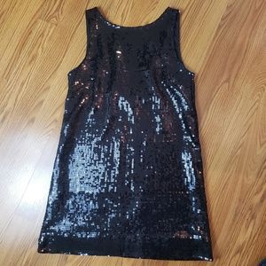 Free People Black Sequin Shift Mini Dress size 0